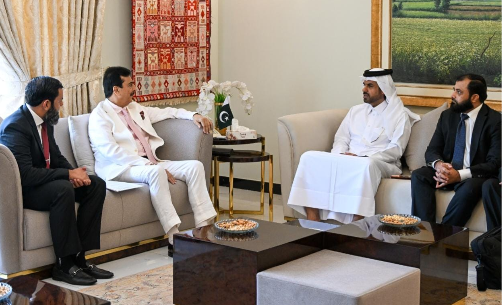 Yousaf Raza Gilani with high-level Qatari delegation