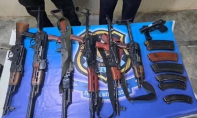 Six automatic guns
