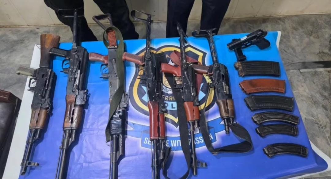 Six automatic guns