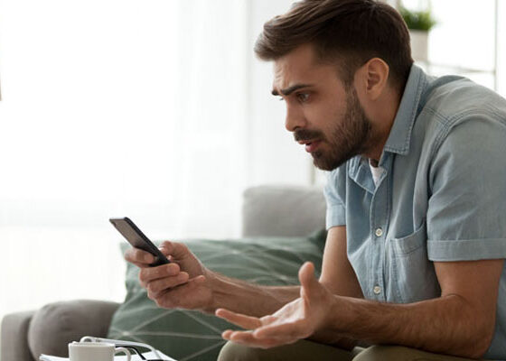 Man using smartphone