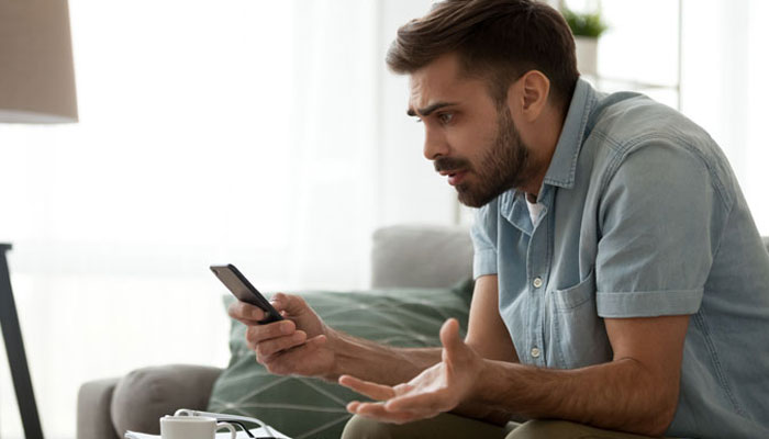Man using smartphone