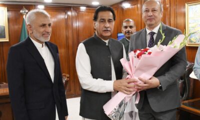 Ayaz sadiq congraulates syed hussain zaidi for his promotion