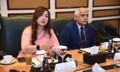 CEO South Nishat Fatima & Spokesmen Air Vice Marshal Arshad Mehmood Malik addressing press briefing