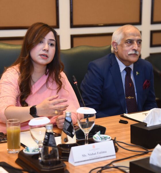 CEO South Nishat Fatima & Spokesmen Air Vice Marshal Arshad Mehmood Malik addressing press briefing